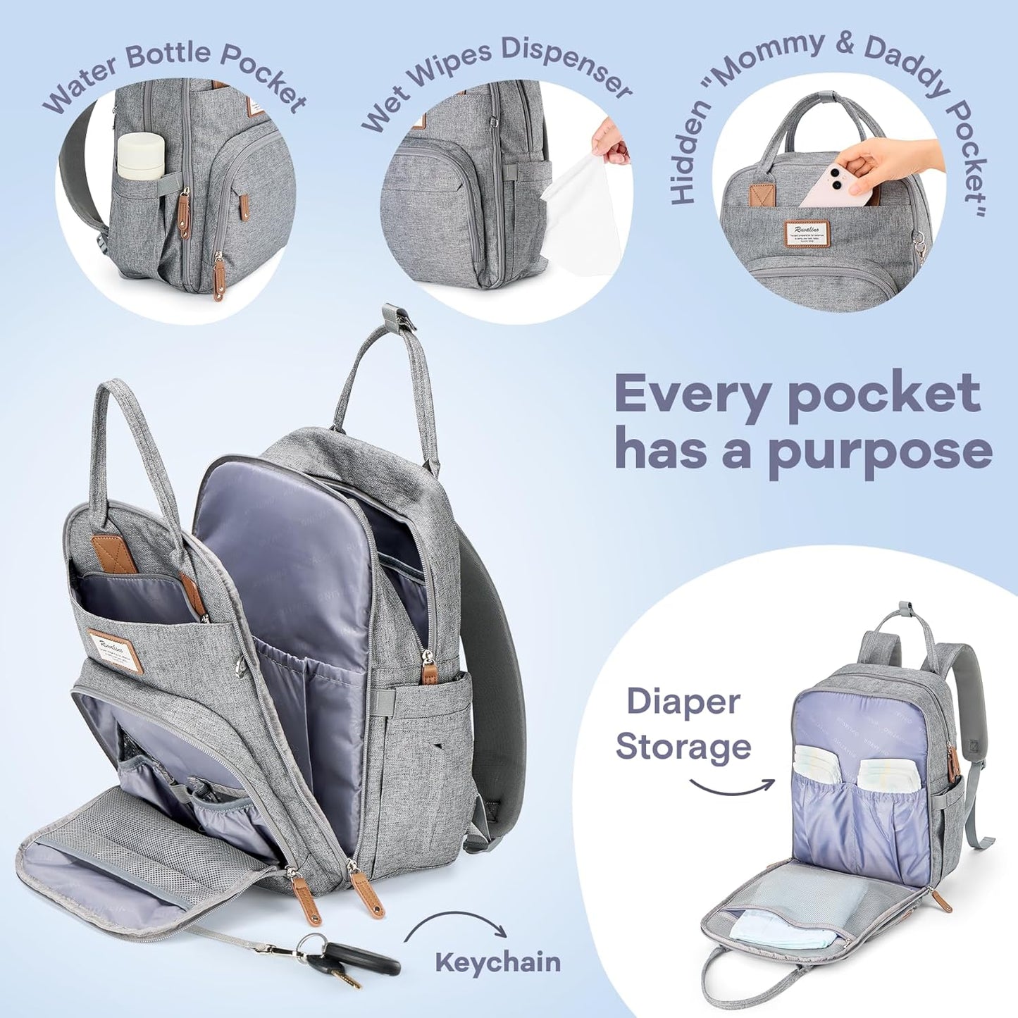 Diaper Bag Backpack  Large Multifunction Travel Back Pack Maternity Baby Nappy Changing Bags