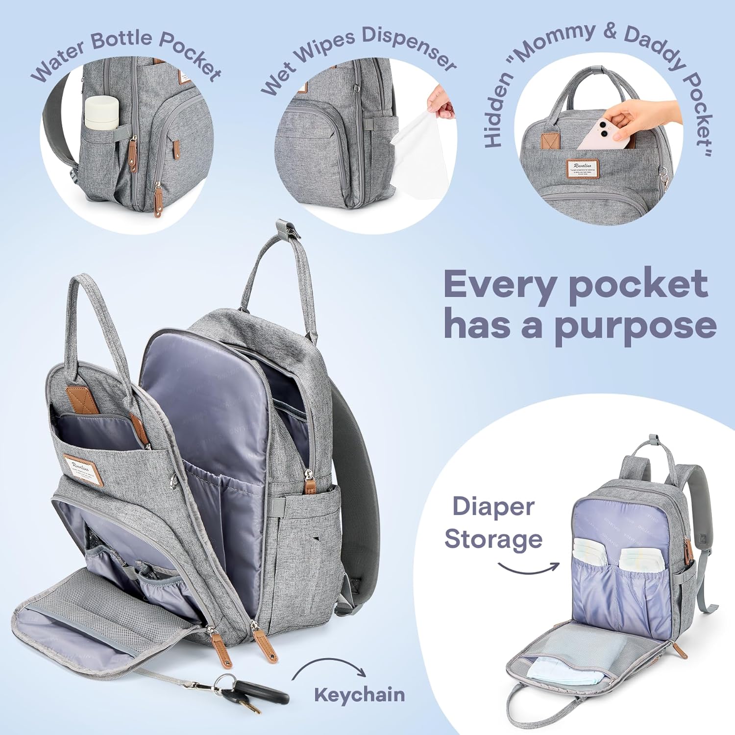 Diaper Bag Backpack  Large Multifunction Travel Back Pack Maternity Baby Nappy Changing Bags