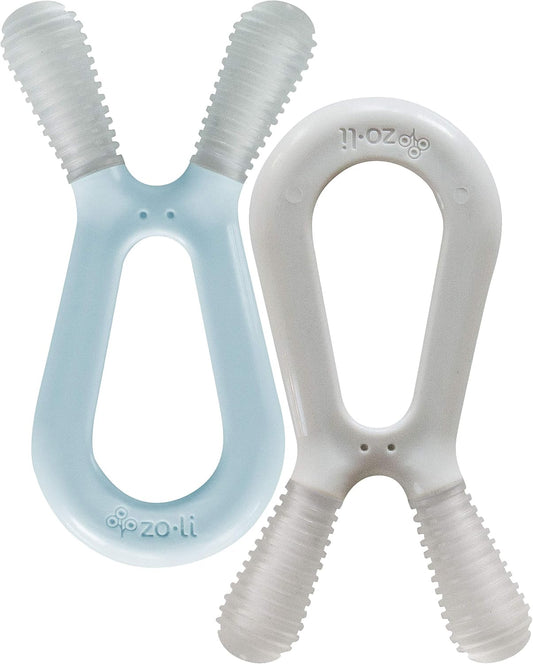 Bunny Dual Nub Teether, 2 Pack Baby Teething Relief, Soft and Textured - Mist/Ash