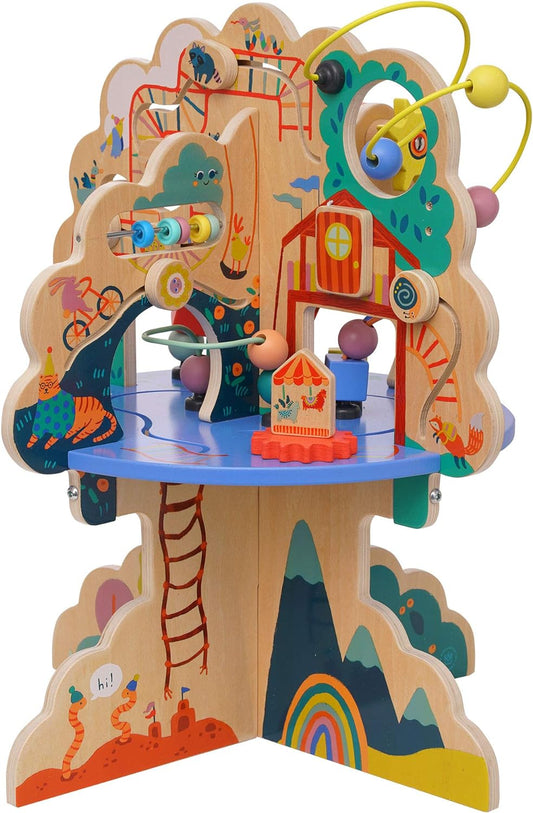 Playground Adventure Wooden Toddler Activity Center with Gliders, Abacus Track, Spinners, Spring Toys and Bead Runs