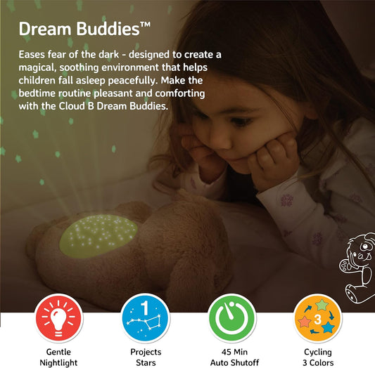 Calming Mini Nightlight Star Projector | Gentle Brightness | 3 Colors | 1 Constellation | Auto-Shutoff | Dream Buddies Patch the Puppy