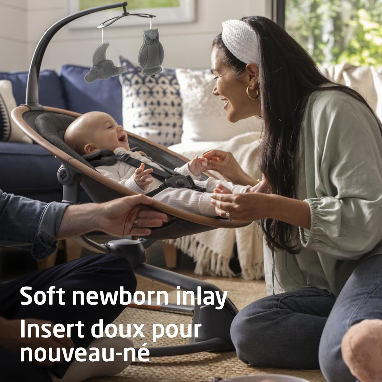 Cassia Baby Swing, Infant Swing, Automatic Motion Sensor, Music, Toys, Recline, Portable, 360 Degree Rotation, Lightweight & Foldable, Classic Graphite