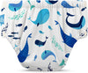 Reusable Swim Diaper, Washable, with Easy on and off Snaps for Baby Girls Boys, Soft and Snug Waterproof Fit to Prevent Leaks - the Whale on White, Size M (16-28 Lbs)