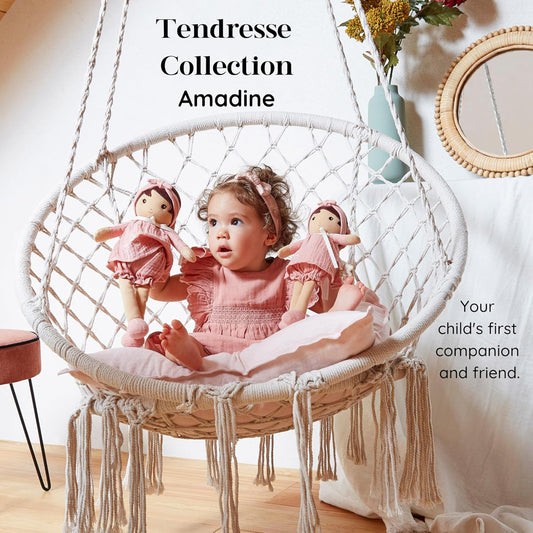 - My First Tendresse Doll Amandine 32 Cm - Polyester Soft Plush Toy for Babies and Girls - with Multilingual Gift Box - Pink - from Birth - K200005.