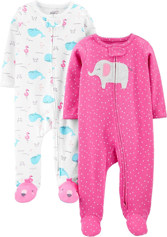 Baby-Girls 2-Pack Cotton Footed Sleep and Play