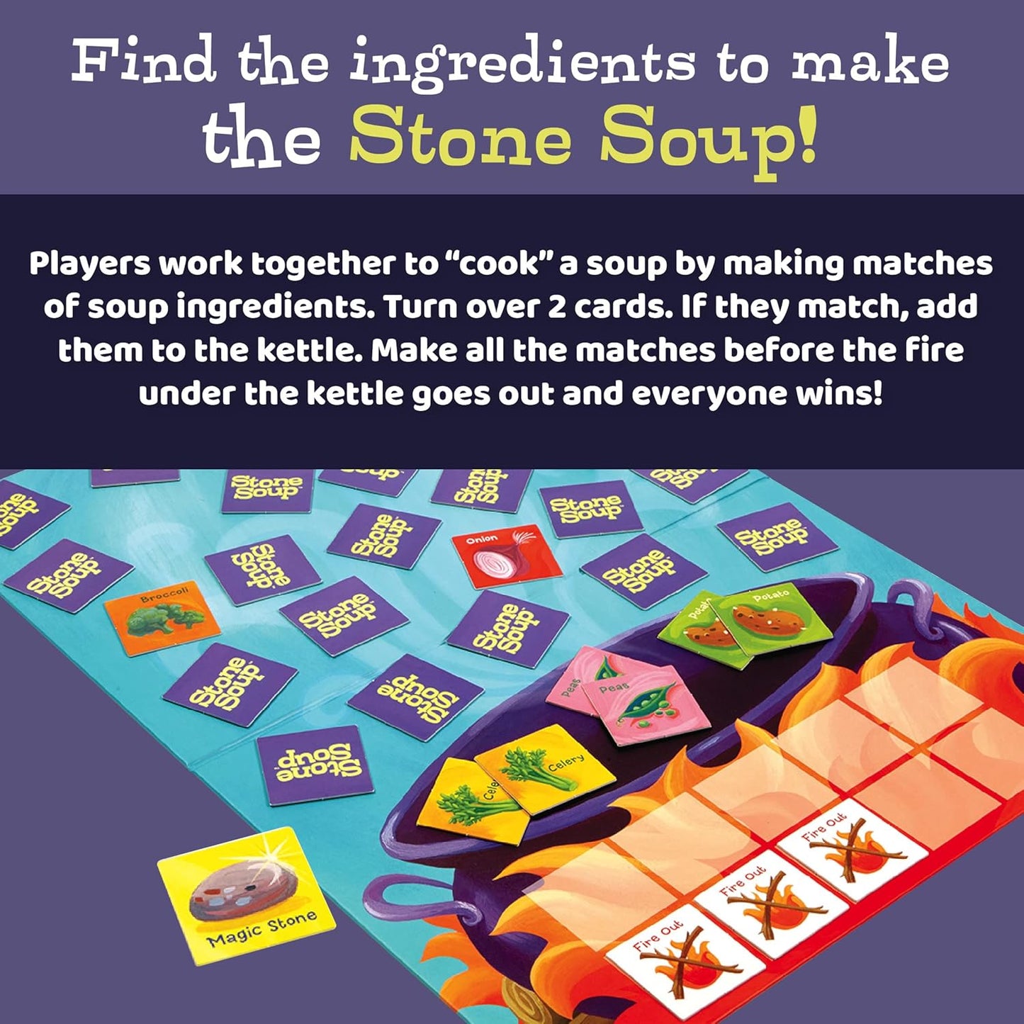 Stone Soup Cooperative Memory Board Game for Toddlers & Kids 5+ - Educational Matching Game Develops Problem Solving & Social Skills