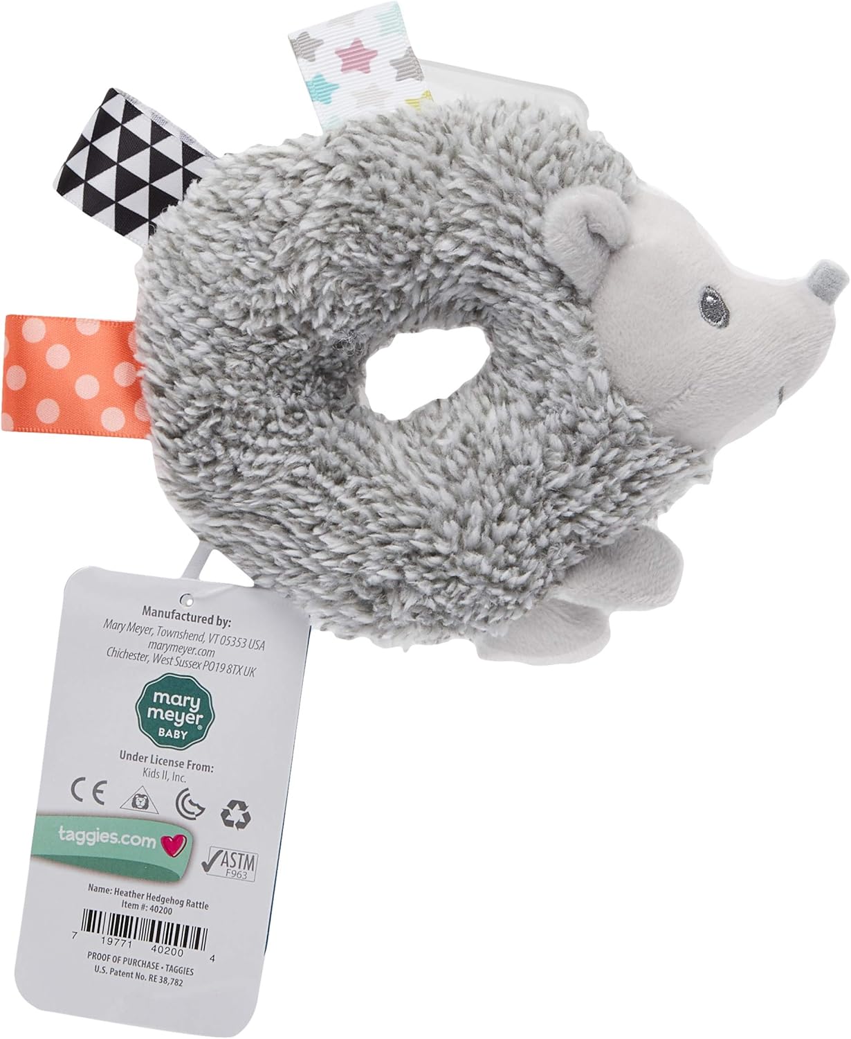 - Baby Infant Toddler - Taggies Rattle - Heather Hedgehog - Sensory Toy 5''