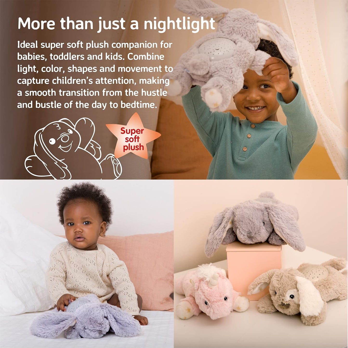Dream Buddies Benny the Bunny - the Soothing Mini Baby Night Light Kids Love | Star Projector Sleep Aid with Gentle Lights and Auto Shut off | Newborn Essentials Baby Toys