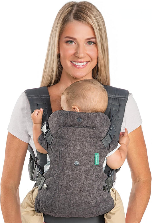 Flip Advanced 4-In-1 Baby Carrier - Ergonomic, Convertible, Face-In and Face-Out Front and Back Baby Carrier for Newborn to Toddler 8-32 Lbs, Gray