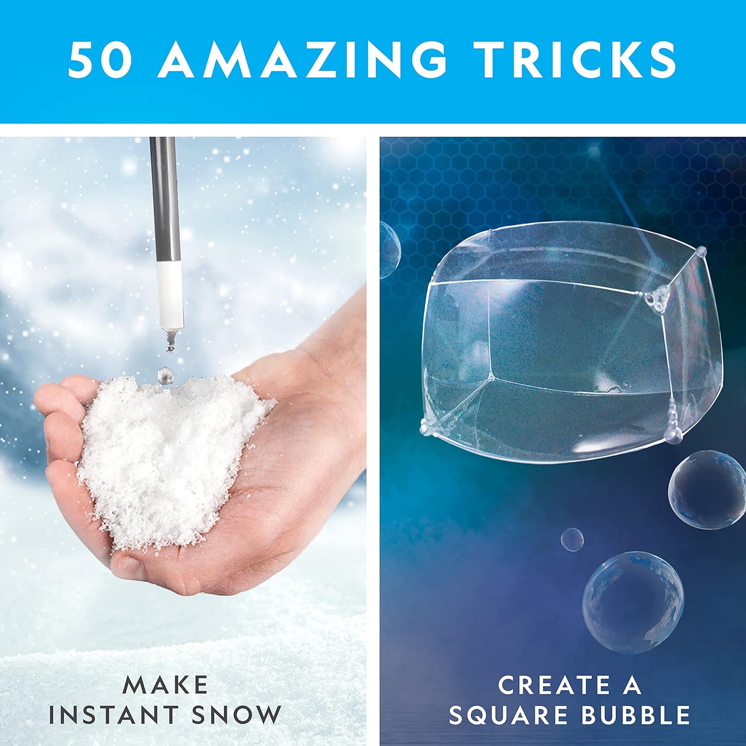 Science Magic Kit – Science Kit for Kids with 50 Unique Experiments and Magic Tricks, Chemistry Set and STEM Toy, a Great Gift for Boys and Girls