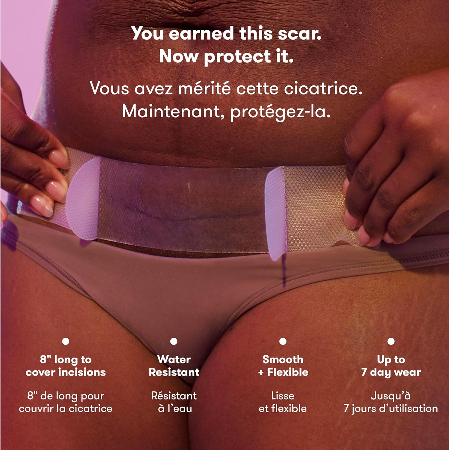 C-Section Silicone Strips, C-Section Recovery Must Have Scar Patches, Reusable Medical Grade Treatment for Keloid Scars, Includes Case & Pouch
