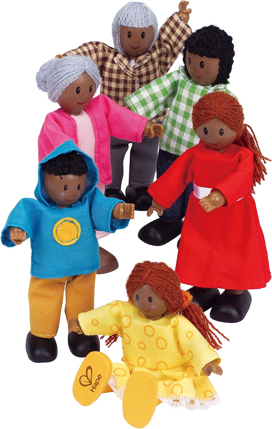 African American Wooden Doll House Family