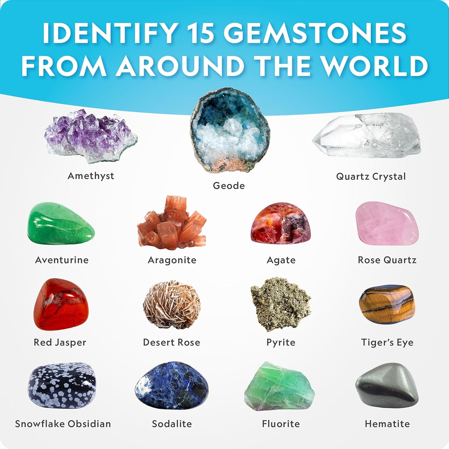 National Geographic Mega Gemstone Dig Kit – Dig up 15 Real Gems, STEM Science & Educational Toys Make Great Kids Activities
