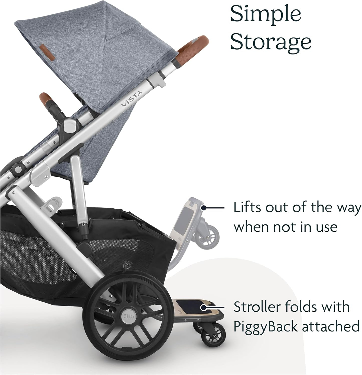 Piggyback Ride-Along Board for Vista, Vista V2, and Vista V3 Strollers/Quick Attachment for Children to Stand + Stroll / 55 Lbs. Weight Capacity