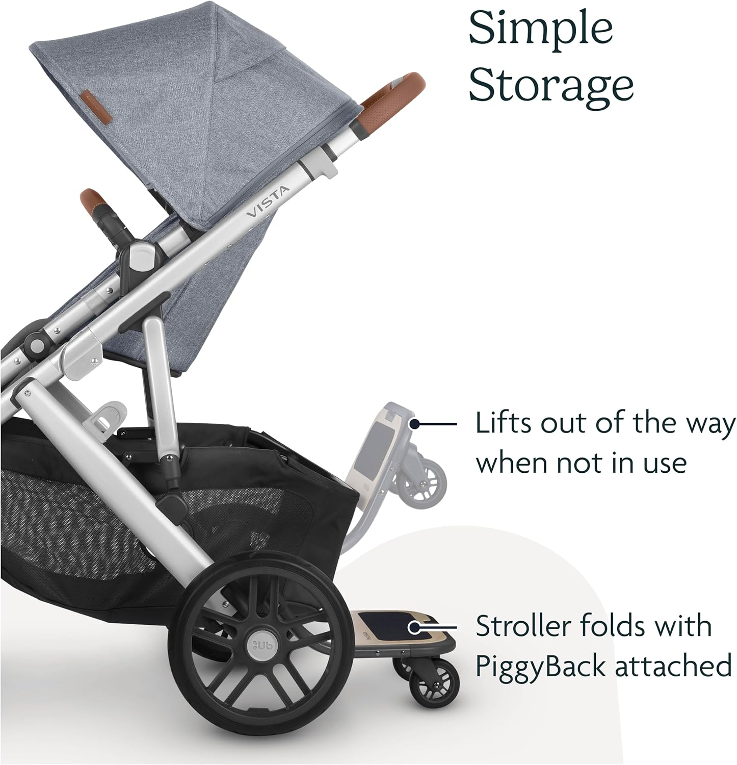 Piggyback Ride-Along Board for Vista, Vista V2, and Vista V3 Strollers/Quick Attachment for Children to Stand + Stroll / 55 Lbs. Weight Capacity
