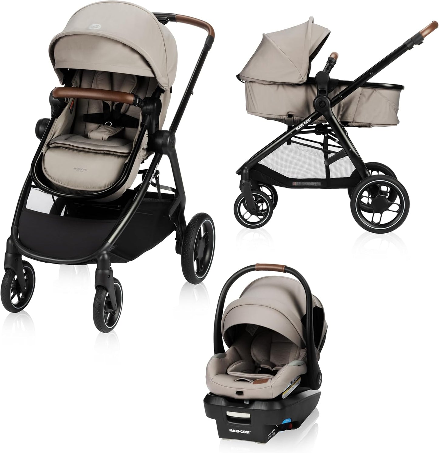 New Generation Zelia Luxe 5-In-1 Modular Travel System, Carriage Mode, Reversible Toddler Seat, Mico Infant Car Seat (Included), Enhanced All-Terrain Wheels, Use from Birth – New Hope Tan