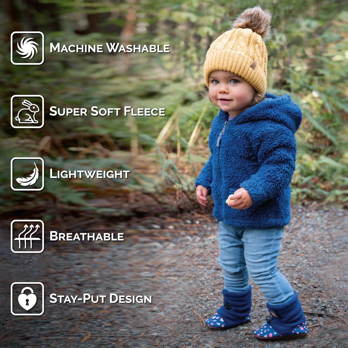 Fleece Stay-Put Cozy Booties, Non-Slip Boots for Babies and Toddlers