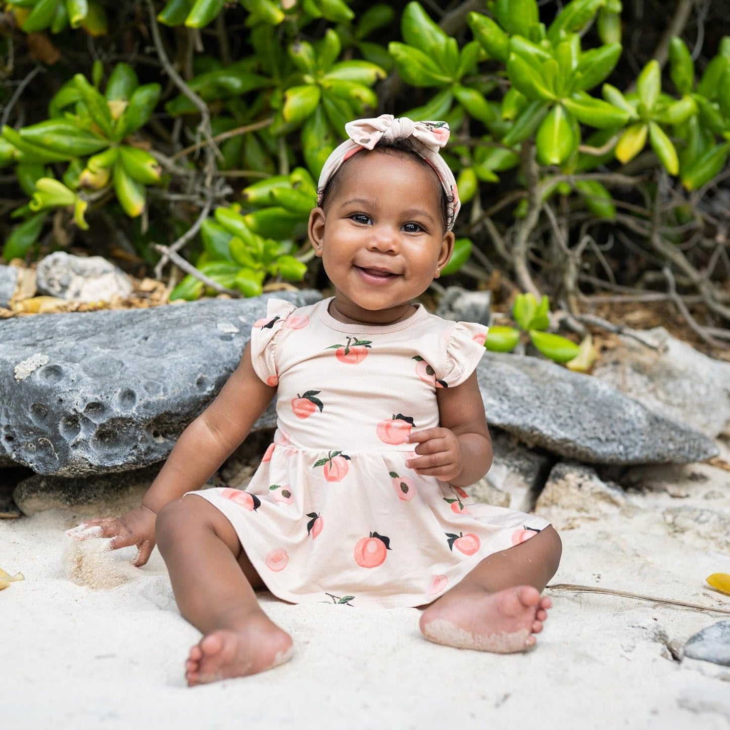 Rayon Made from Bamboo Bow, (3-6 Months, Peach)