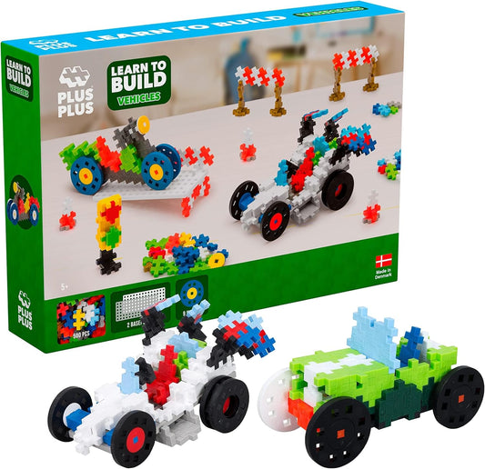 Plus-Plus - Learn to Build Go! Vehicles - 500 Pieces - Creative Building and Construction Set - Mix of Basic Colors in a Box - Kids 5 to 12 Years - P7011, 20Mm