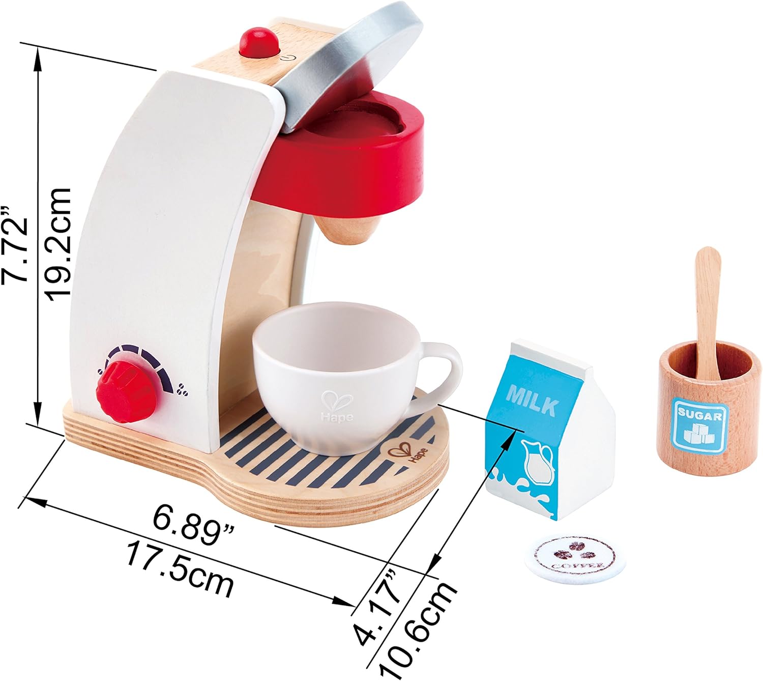 International International My Coffee Machine Wooden Play Kitchen Set with Accessories (White)