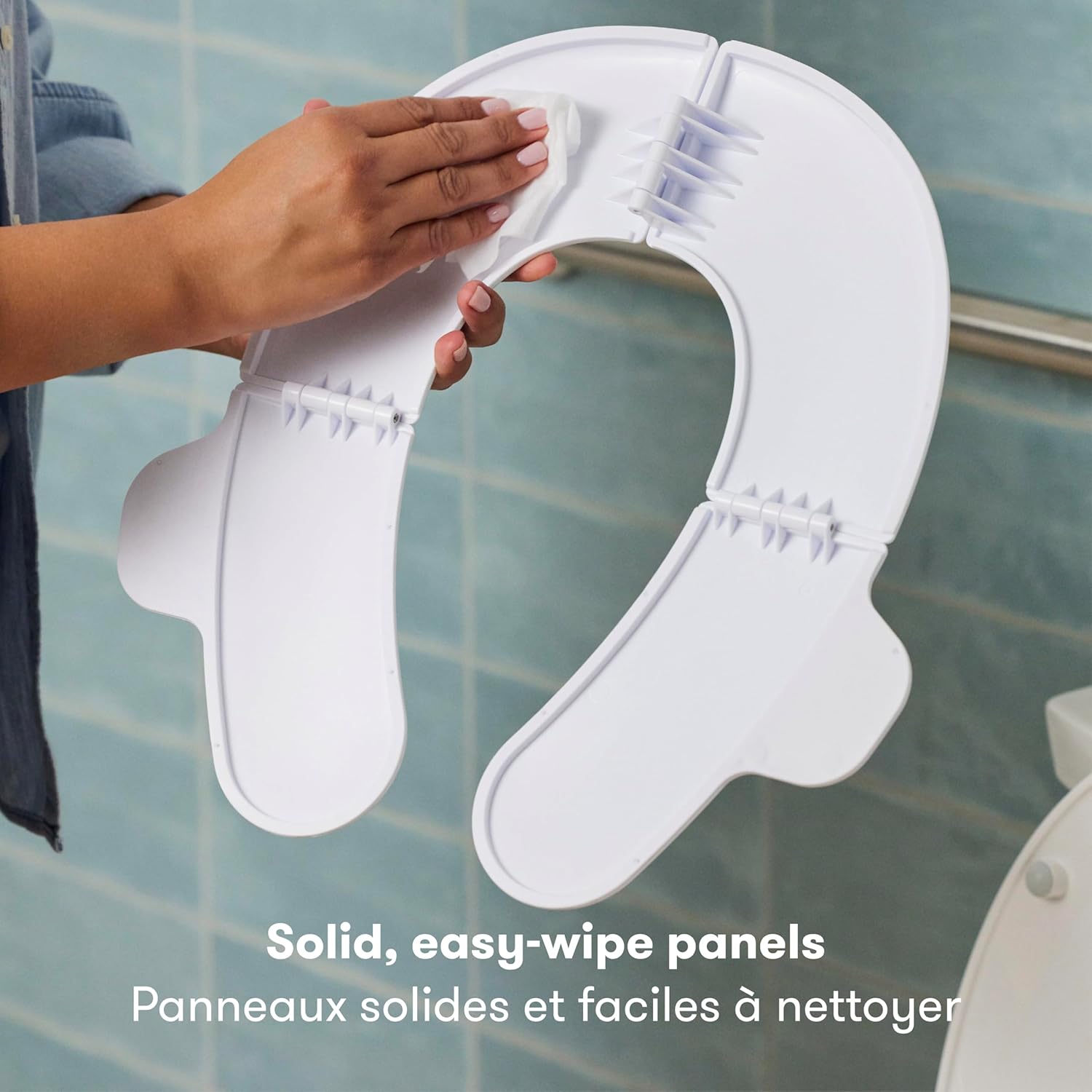 Fold-And-Go Potty Seat for Toilet, Foldable Travel Potty Seat for Toddler, Fits round & Oval Toilets, Non-Slip Base, Handles, Includes Free Travel Bag