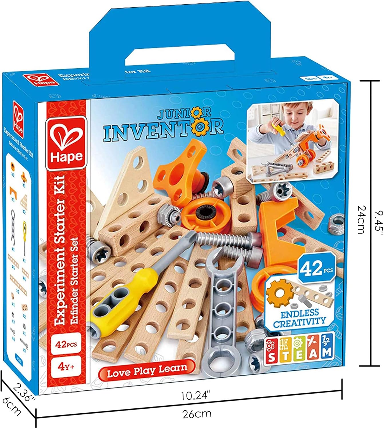 Junior Inventor Experiment Starter Kit | 42 Piece Construction Building Toys, STEAM Science Kit for Kids 4 Years and Up