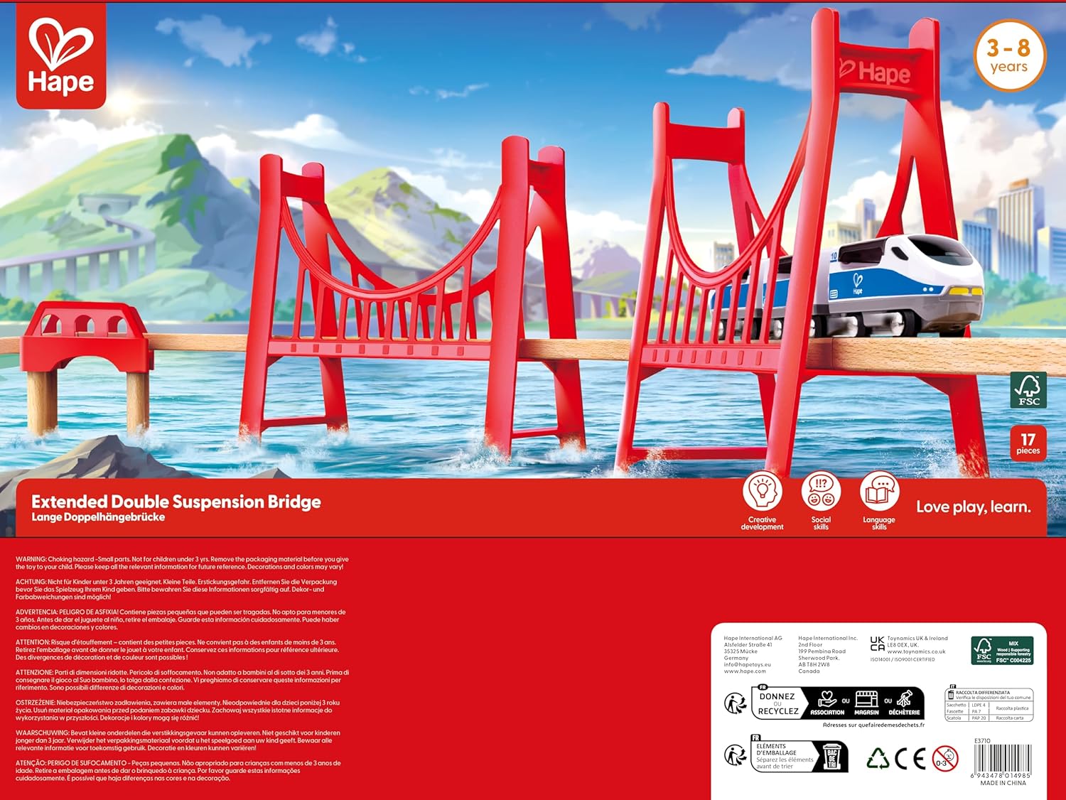Railway Extended Double Suspension Bridge Train Set