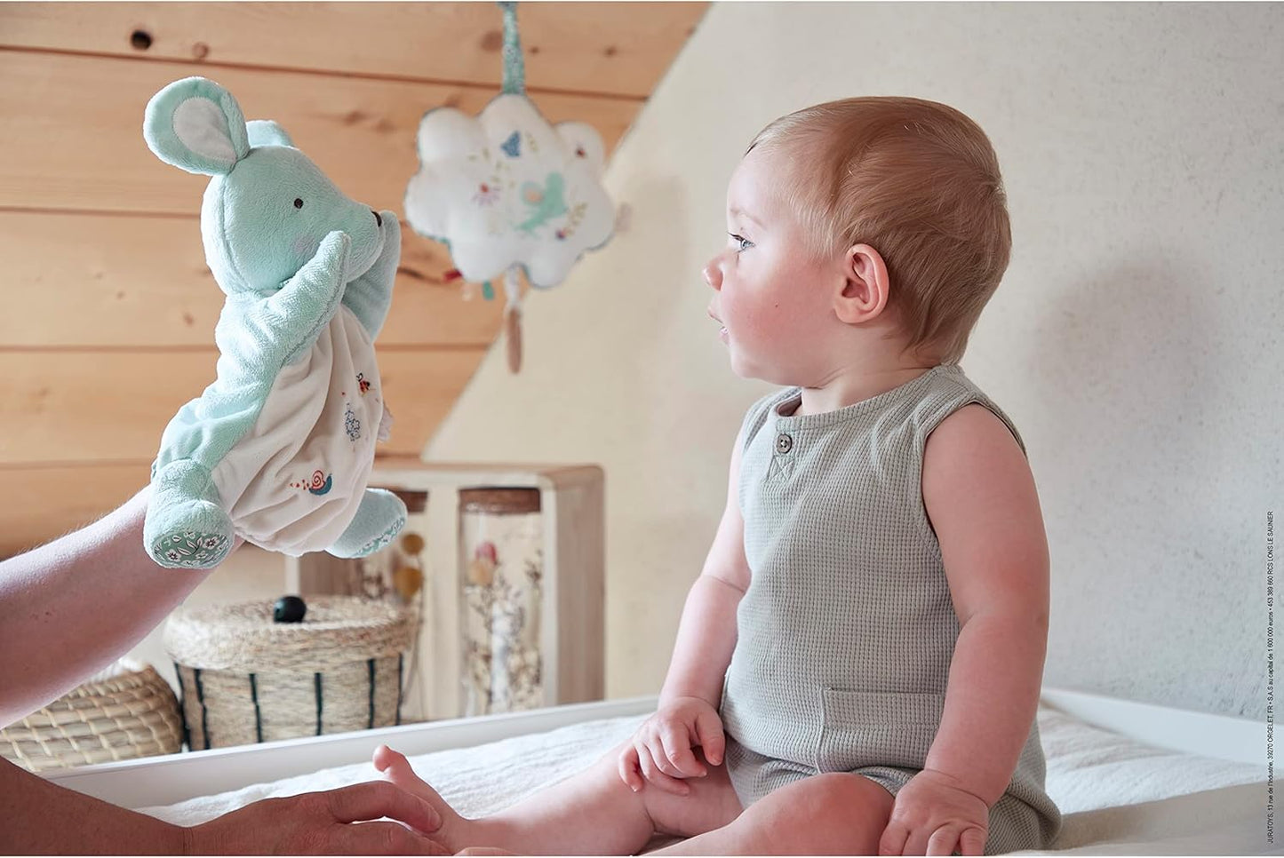- Hand Puppet Mouse Doudou for Kids and Babies - Soft Polyester and Micro-Velvet Comforter Plush - Early Development Toy - from Birth - K210003.