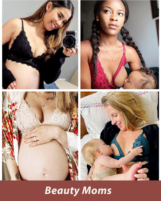 Women'S Nursing Bra Lace Wirefree Padded Maternity Bralette Breastfeeding Cute