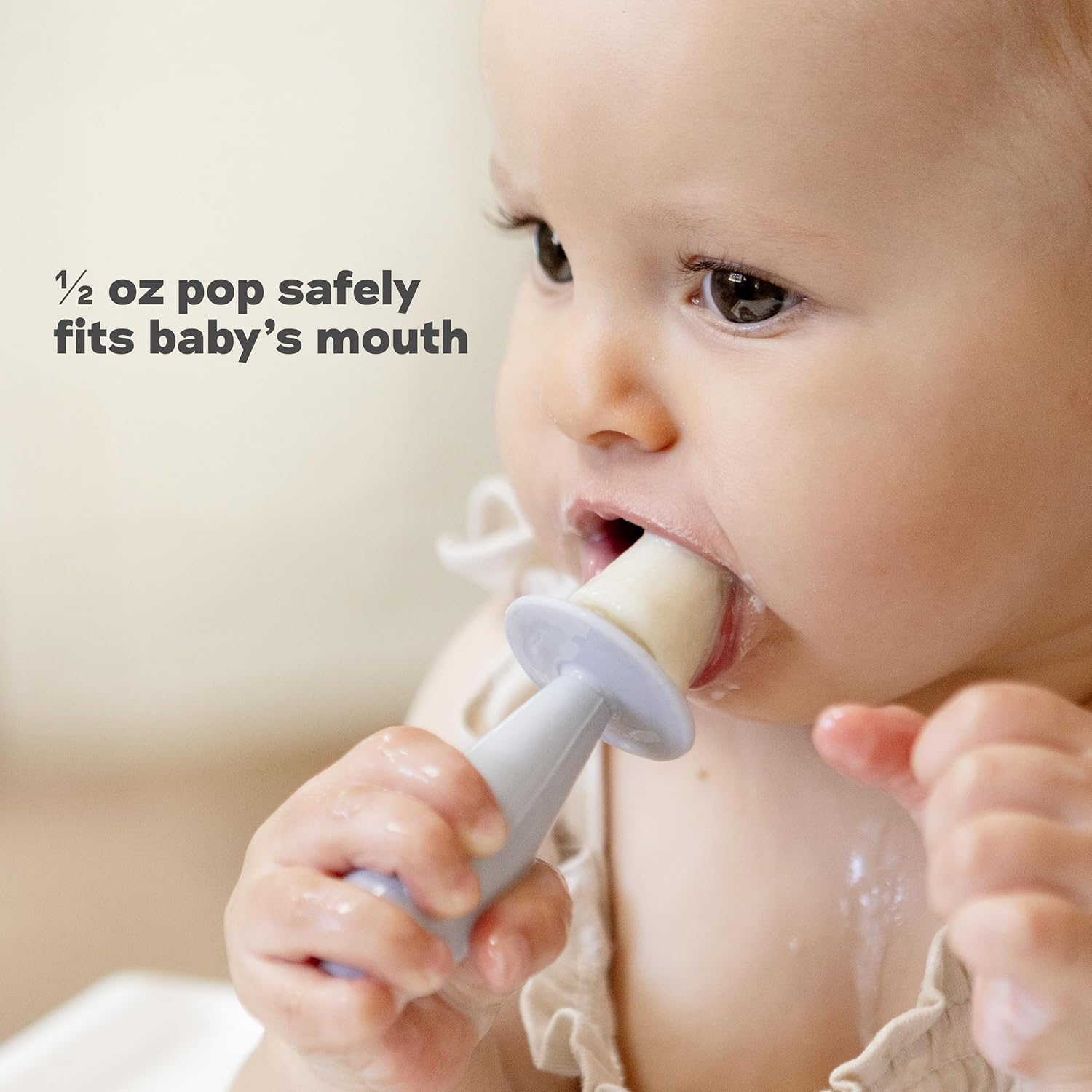 Tiny Pops (Pewter) - Popsicle Mold Set with Wands for Infants 4 Months + - Two Pack - Baby Essentials
