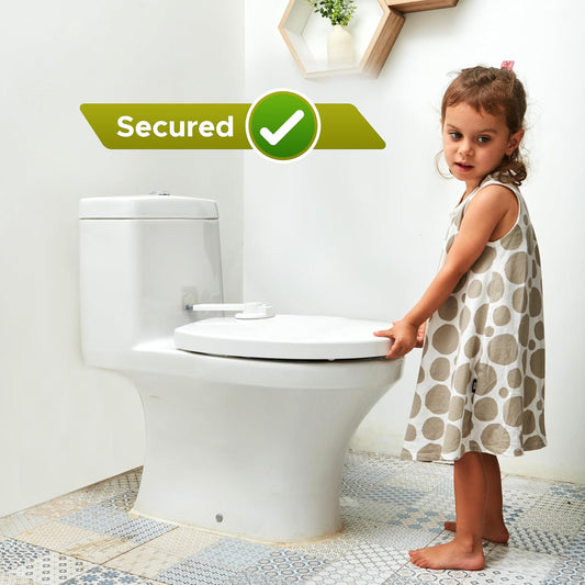 Baby Toilet Lock by  - 9" L X 4" W - Ideal Baby Proof Toilet Lidlock - No Tools Needed Easy Installation with 3M Adhesive - Top Safety Toilet Seat Lock - Fits Most Toilets - White (1 Pack)