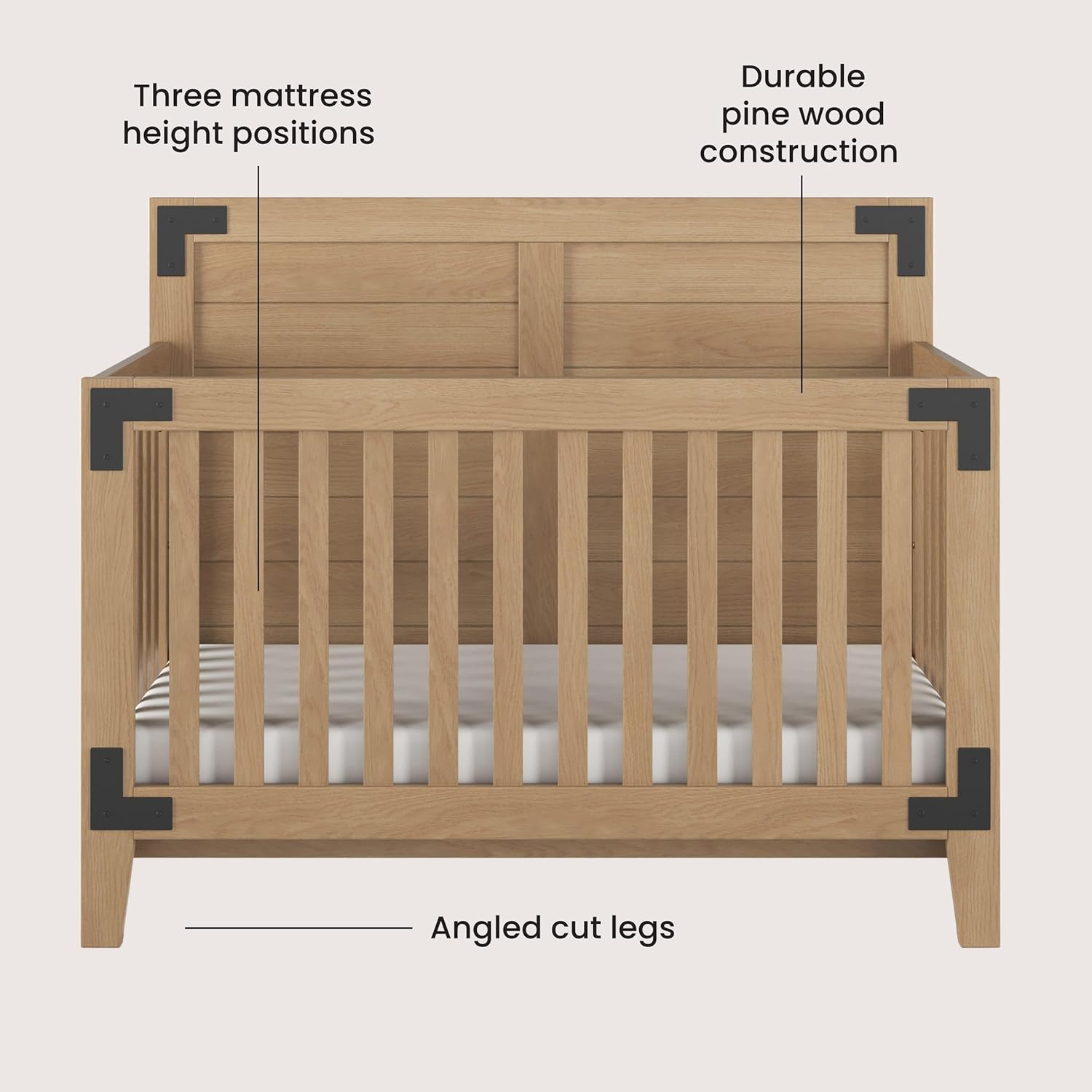 Lucas 4-In-1 Convertible Crib, Nutmeg