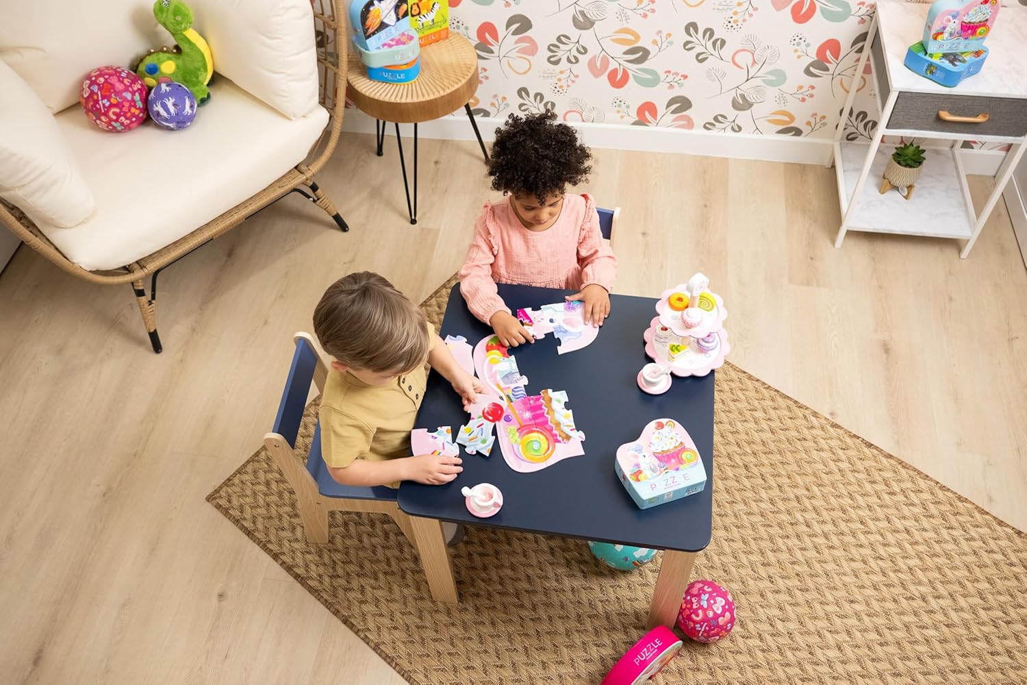 12-Piece Mini Jigsaw Puzzle - Fun Floor Puzzles for Kids Ages 2-4 and up - Heavy-Duty Shaped Box for Storage - Construction Zone with Dump Truck - 12" X 9" Finished
