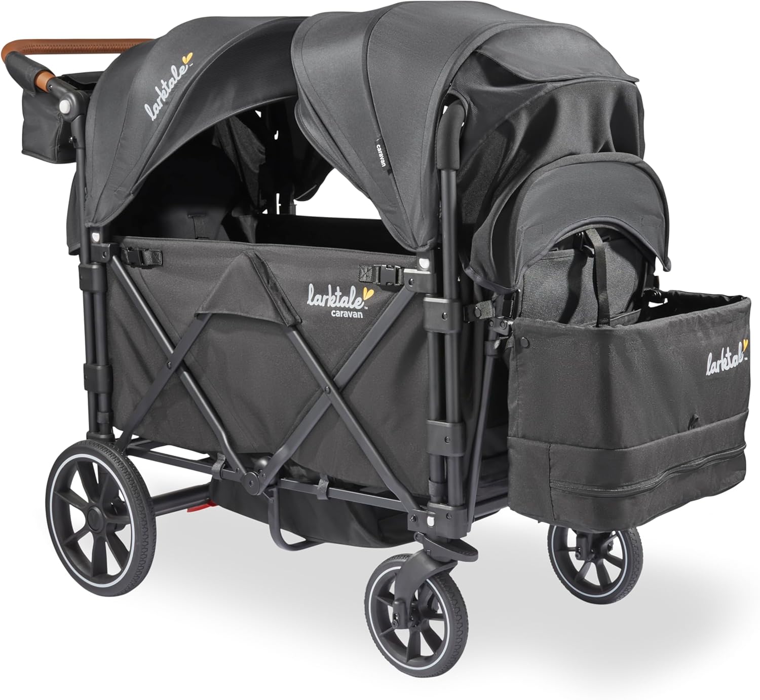 Caravan V3, Byron Black - Stroller/Wagon for Kids & Babies - Seats 2 Passengers or 200 Lbs. Total Weight Capacity. - Reclining Seats, Full-Coverage Sun Canopies, Height-Adjustable Handlebar