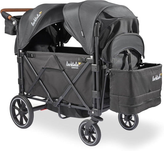 Caravan V3, Byron Black - Stroller/Wagon for Kids & Babies - Seats 2 Passengers or 200 Lbs. Total Weight Capacity. - Reclining Seats, Full-Coverage Sun Canopies, Height-Adjustable Handlebar