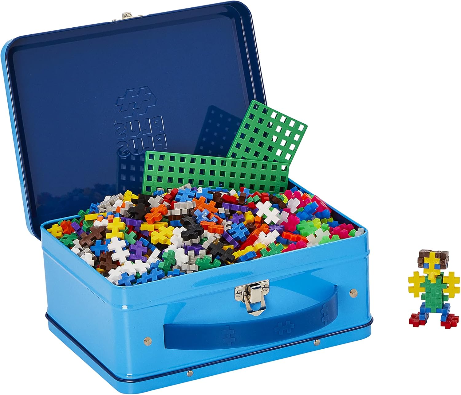 - Blue Metal Case - 600 Pieces - Creative Building and Construction Set - Mix of Basic and Neon Colors in a Travel Suitcase Box - Kids 5 to 12 Years - P7002