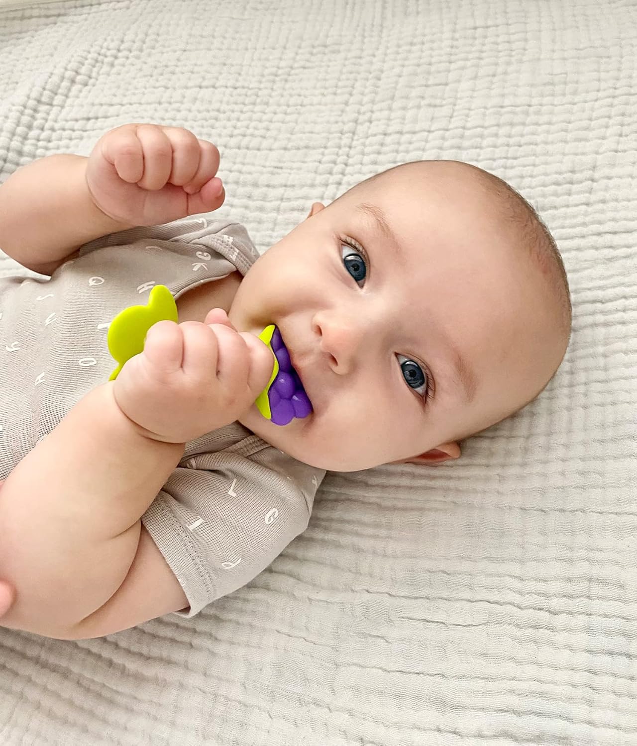 Infant & Baby Massager & Teether Toy 3-Pack, Fruit-Shaped Multi-Texture Teethers Soothe Sore Gums, Non-Toxic Bpa-Free Food-Grade Silicone, Hands-Free & Easy to Hold, Safe to Freeze, 3M+