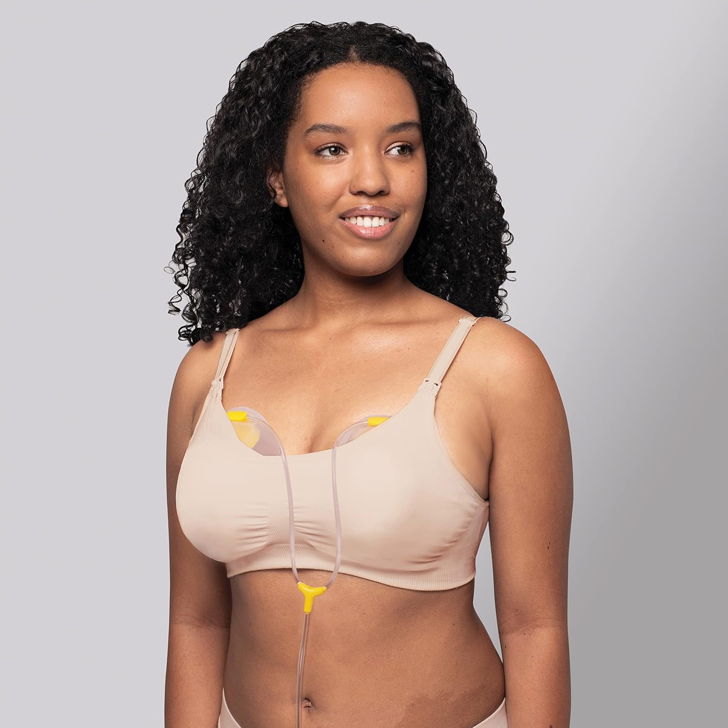 3 in 1 Nursing and Pumping Bra | Breathable, Lightweight for Ultimate Comfort When Feeding, Electric Pumping or In-Bra Pumping, Chai, Small