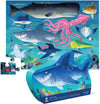 36-Piece Jigsaw Floor Puzzle - Fun Floor Puzzles for Kids Ages 3-5 - Heavy-Duty Shaped Box for Storage - Shark Reef - 24" W X 18" H Finished