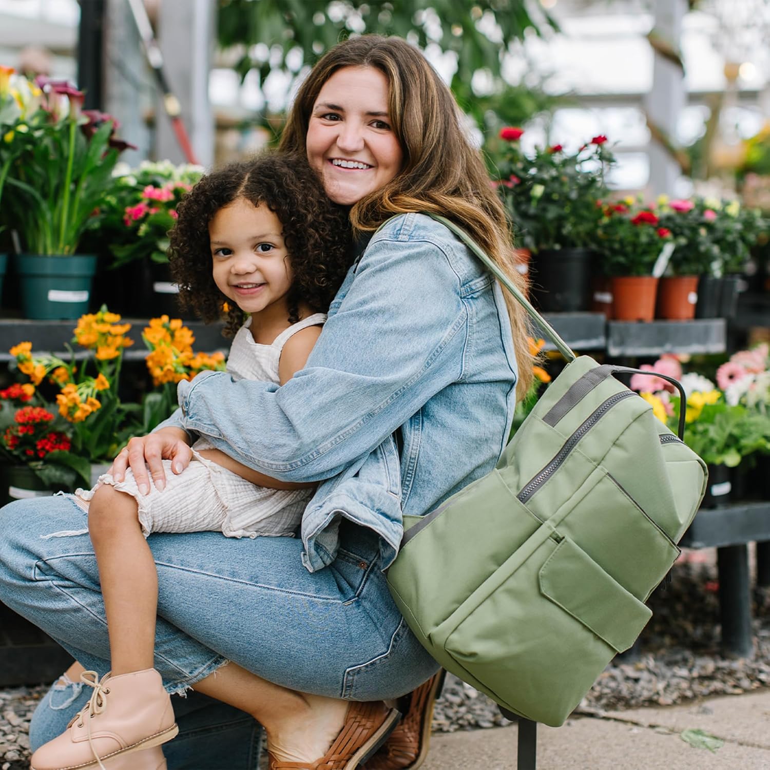 Roo Lightweight 1 LB Diaper Bag Backpack | 11 Organizational Pockets| Durable & Water-Resistant (Moss)