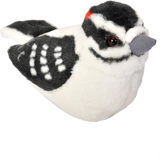18220 Audubon Birds Downy Woodpecker Plush with Authentic Bird Sound, Stuffed Animal, Bird Toys for Kids & Birders