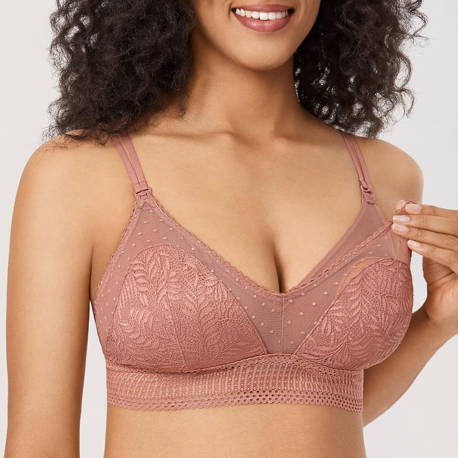 Women'S Lace Nursing Bra Cute Bralette Breastfeeding Maternity Bras Padded Wireless