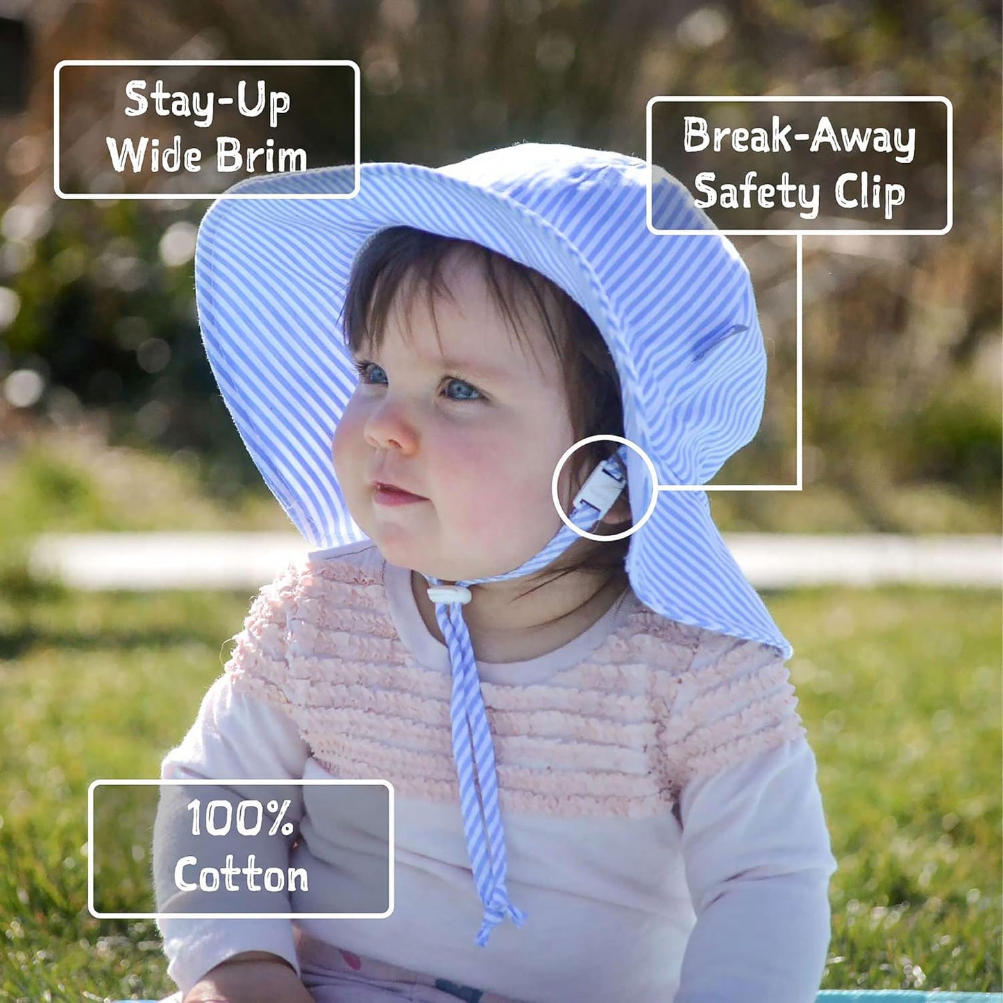 Kids' 50+ UPF Adjustable Sun Hat with Chinstrap for Baby Toddler Girls