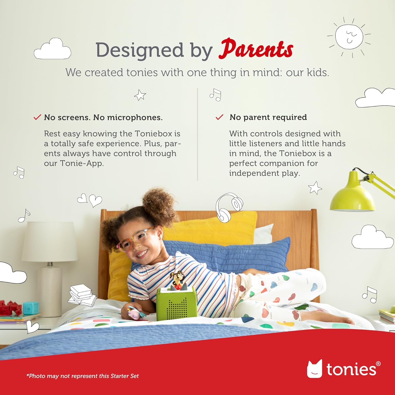 Toniebox Audio Player Starter Set with Bilingual Playtime Puppy - Listen, Learn, and Play with One Huggable Little Box - Red [English/French]