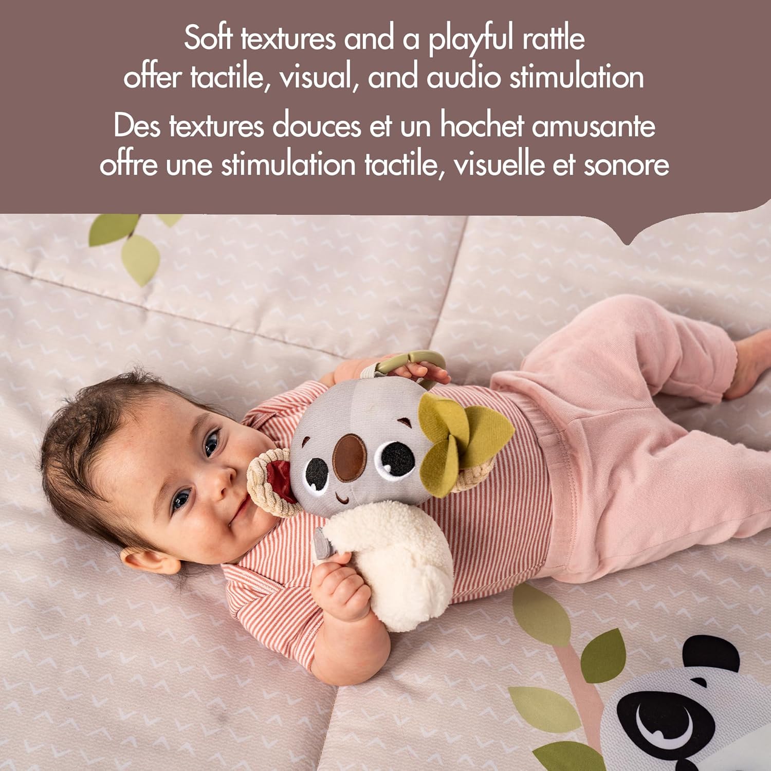 Boho Chic Koala Rattle – EARTHY DESIGN Plush Baby Toy with UNIVERSAL CLIP for Strollers, Bassinets, and Cribs, Encourages Exploration and Cognitive Development, for 0M+