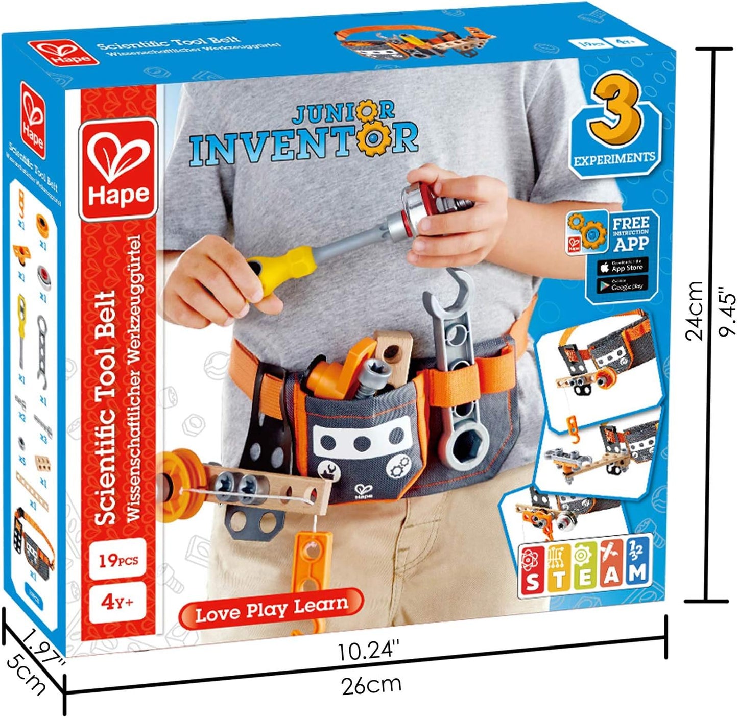 Junior Inventor Scientific Tool Belt | 19 Piece Utility Component STEAM Tool Storage Belt for Children +4 Years