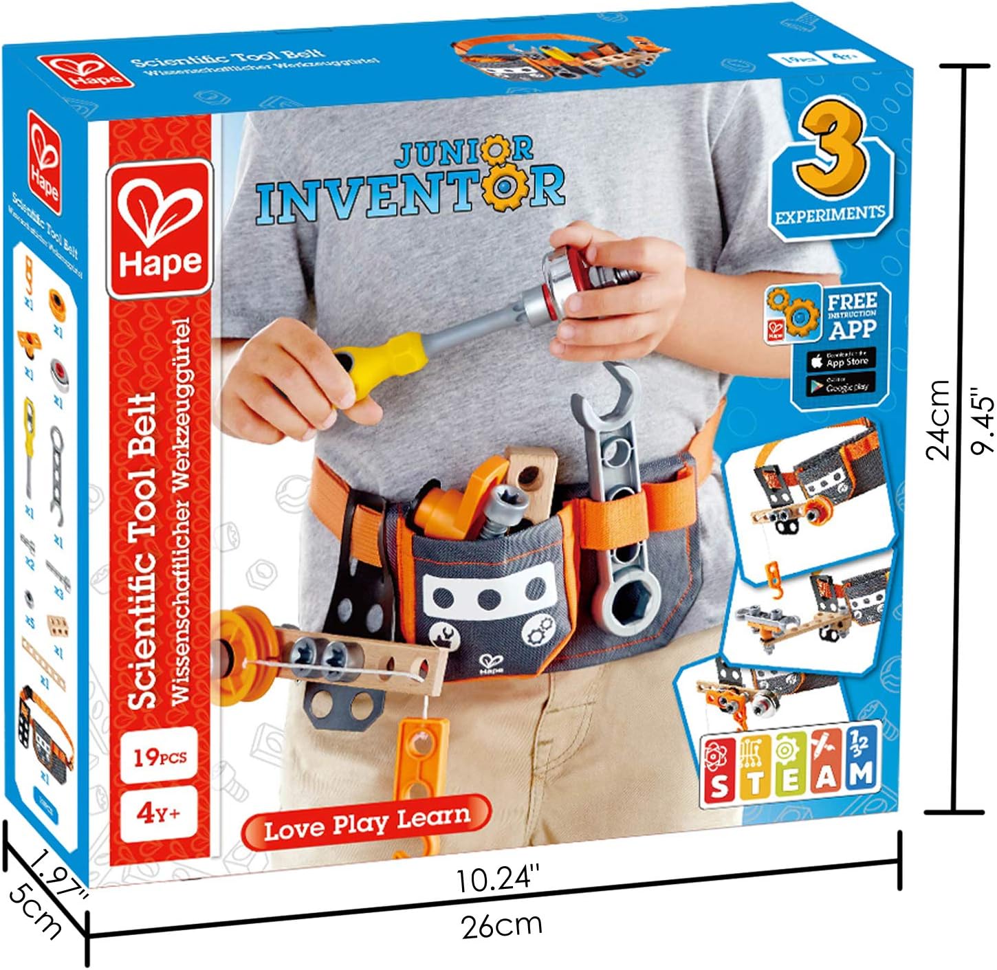 Junior Inventor Scientific Tool Belt | 19 Piece Utility Component STEAM Tool Storage Belt for Children +4 Years