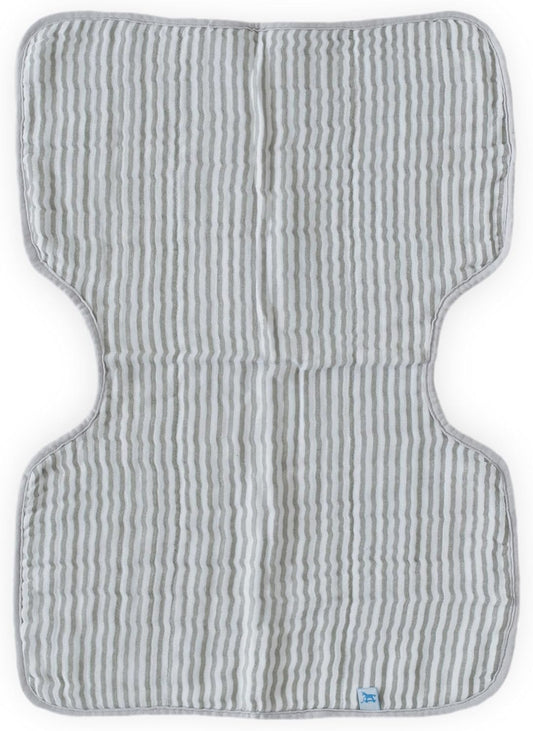 Cotton Muslin Burp Cloth – 21”X 14” - 100% Cotton – Machine Washable - 4 Absorbent, Lightweight Layers - Playful Design - Reversible & Foldable - for Boys & Girls (Grey Stripe)