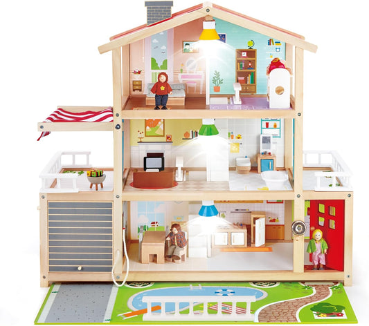 E3405 Kids Wooden Doll Family Mansion with Accessories