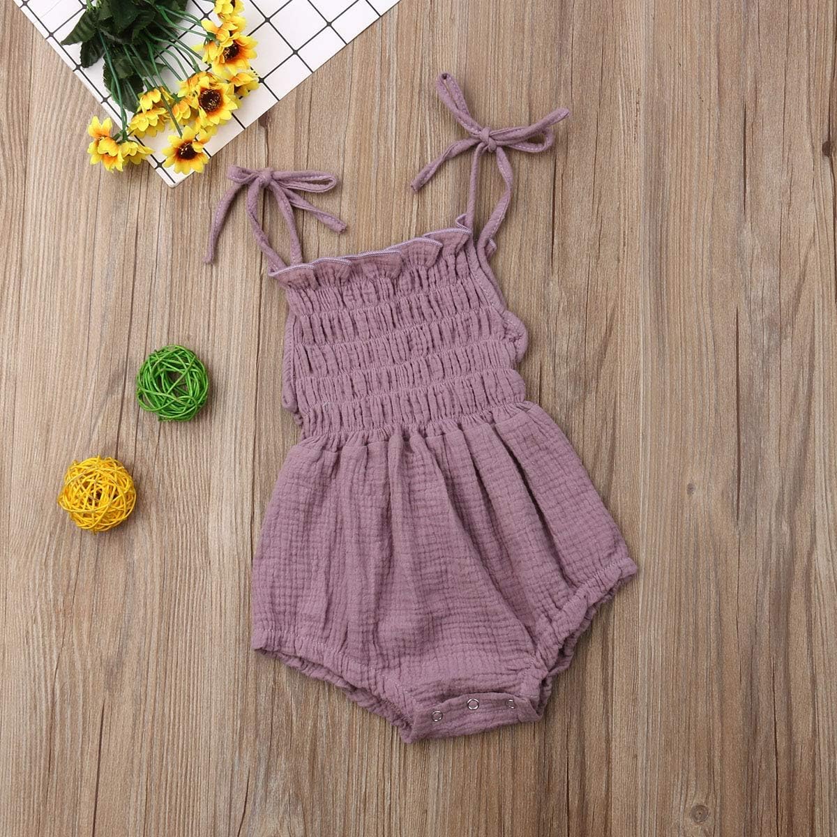 Newborn Baby Girl Clothes Summer Adjustable Straps Romper Dress Cotton Linen One Piece Photoshoot Birthday Outfit